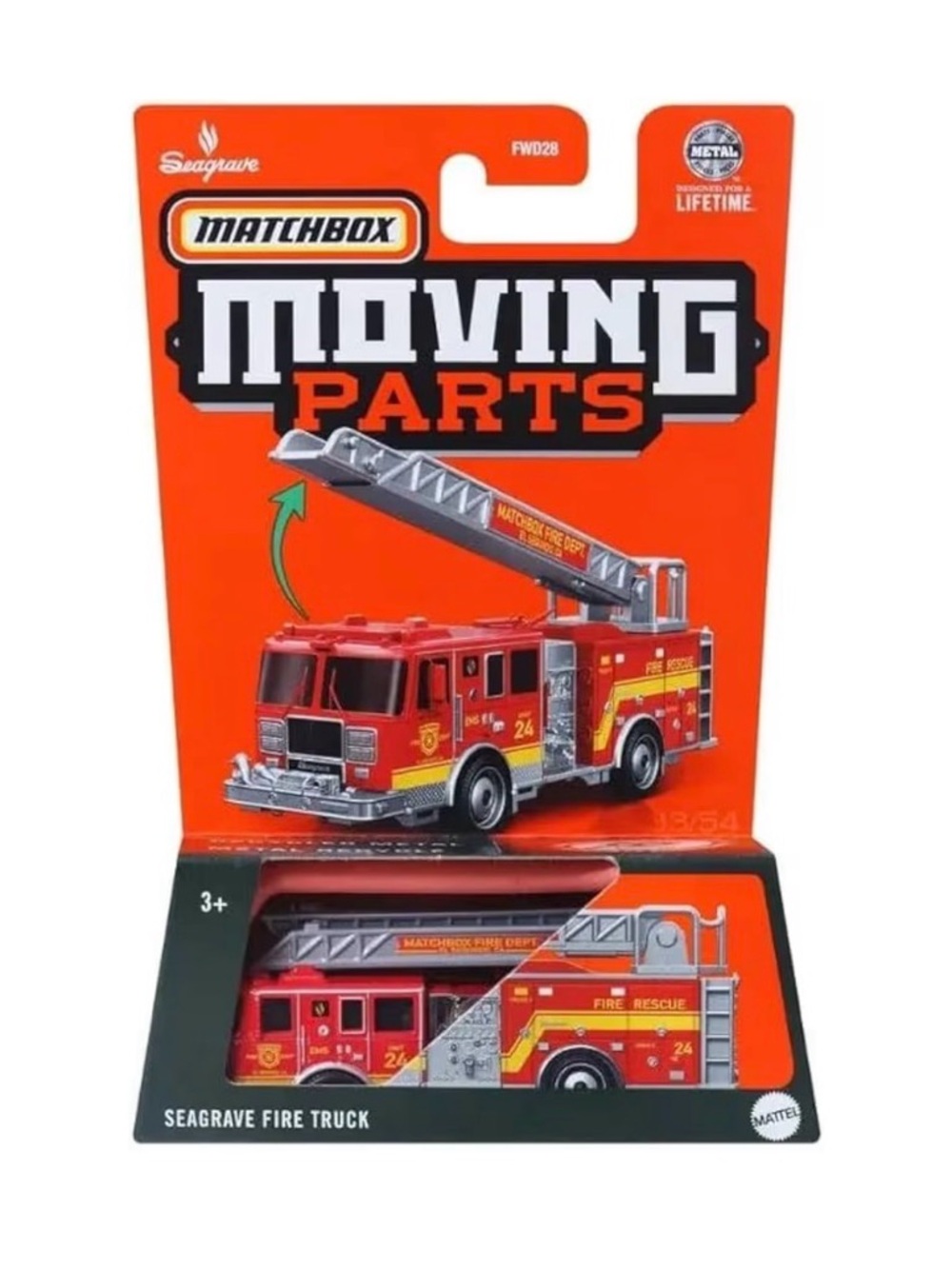 Matchbox Moving Parts Seagrave Fire Truck 1:64 Scale Diecast Metal